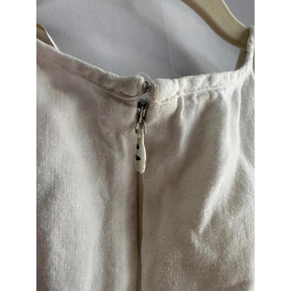 Michael Kors White Linen Tie Front Dress Size M with Zipper Chipping - Picture 7 of 11